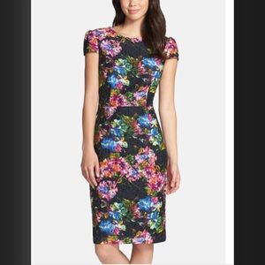 Betsey Johnson floral lace sheath dress, size 2.